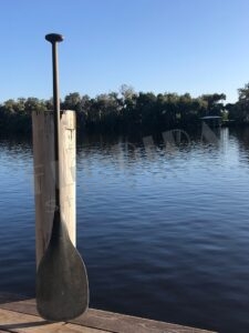 paddle on a river dock